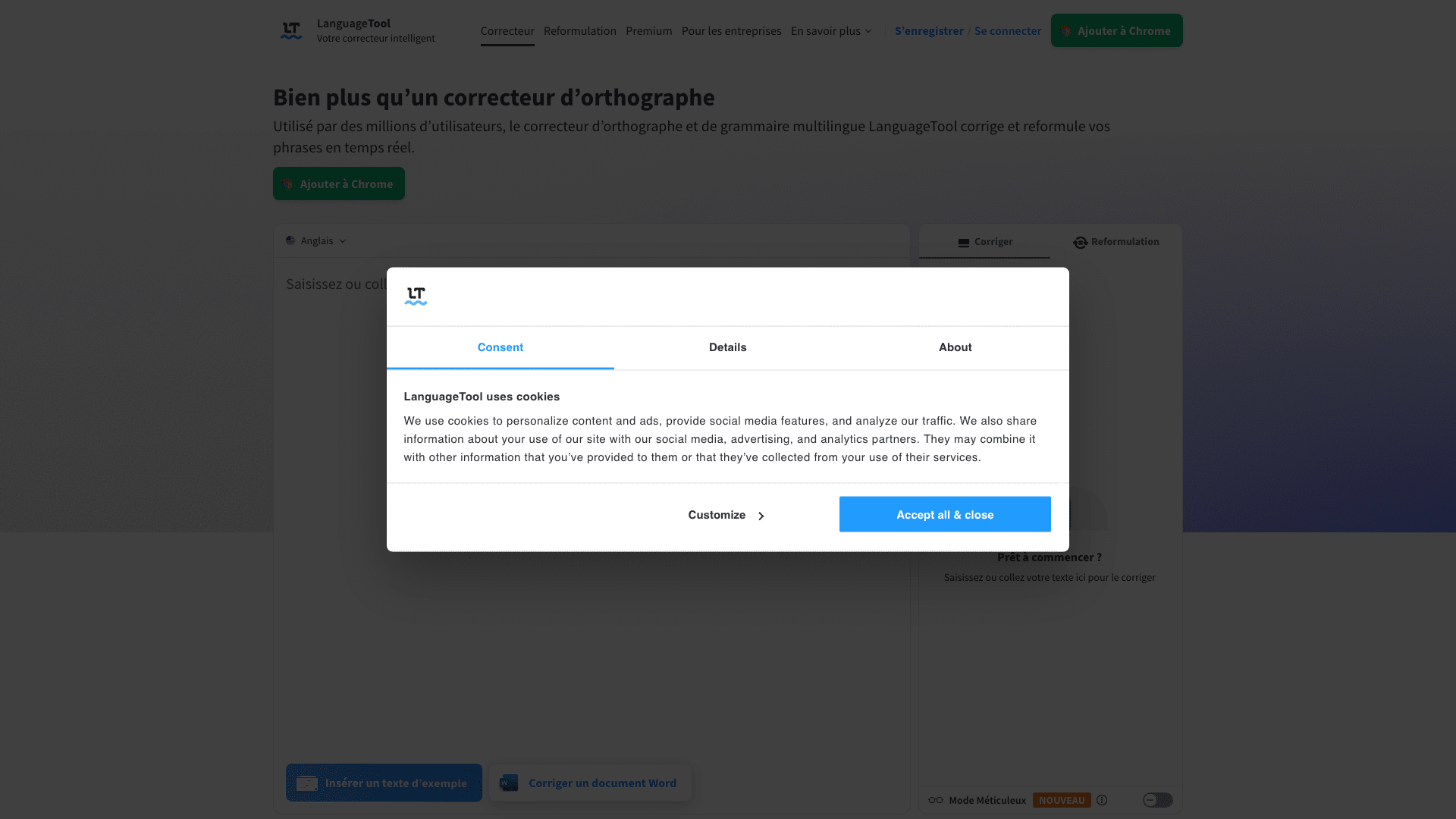 Interface de LanguageTool