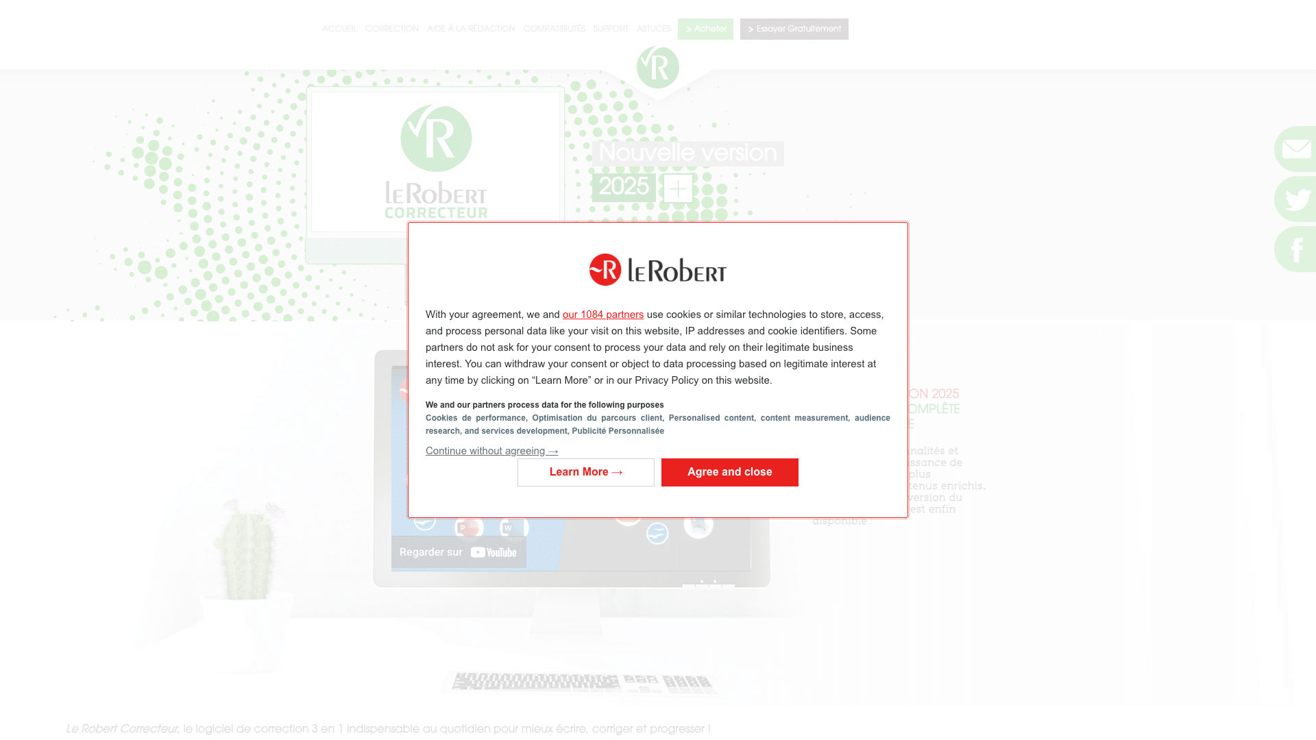 Interface de Le Robert Correcteur