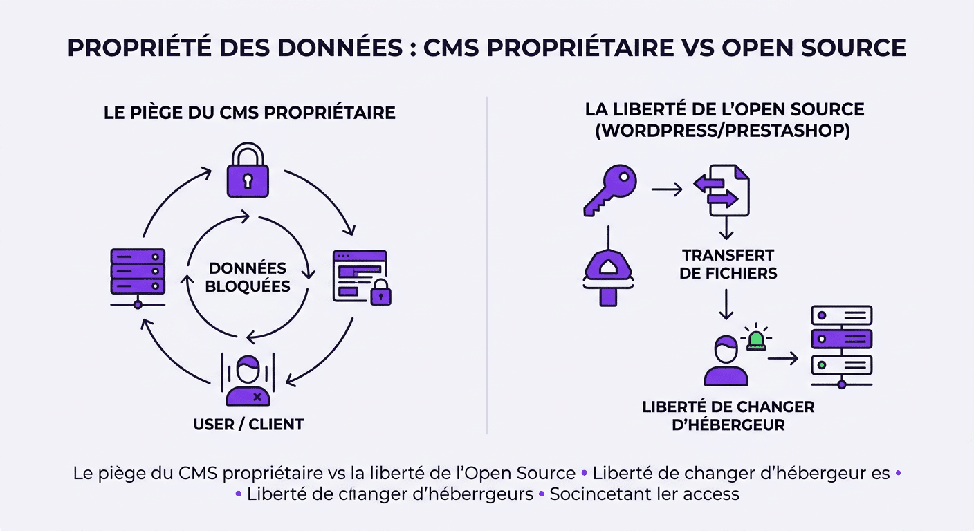 Différence entre un CMS web propriétaire et une solution Open source pour ton site