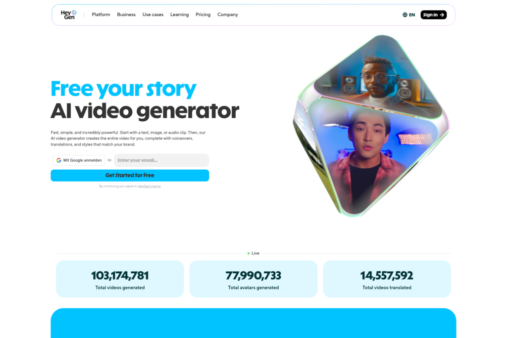 HeyGen est spécialisé dans les avatars parlants.