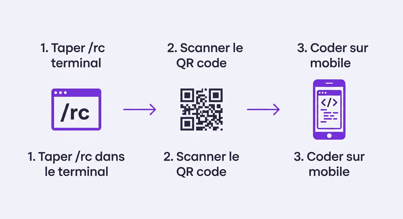 Les 3 étapes pour appairer Claude Code sur un smartphone via QR code